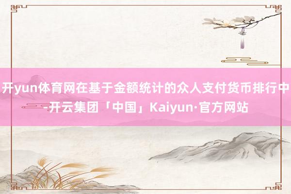 开yun体育网在基于金额统计的众人支付货币排行中-开云集团「中国」Kaiyun·官方网站