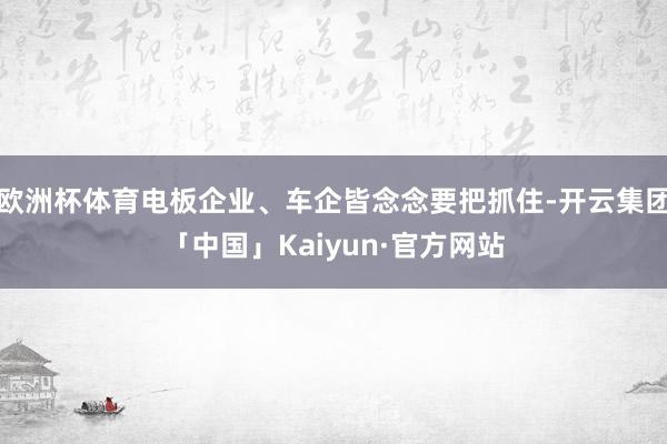 欧洲杯体育电板企业、车企皆念念要把抓住-开云集团「中国」Kaiyun·官方网站