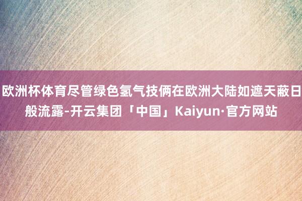 欧洲杯体育尽管绿色氢气技俩在欧洲大陆如遮天蔽日般流露-开云集团「中国」Kaiyun·官方网站