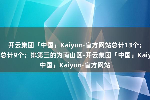 开云集团「中国」Kaiyun·官方网站总计13个；其次为龙岗区总计9个；排第三的为南山区-开云集团「中国」Kaiyun·官方网站