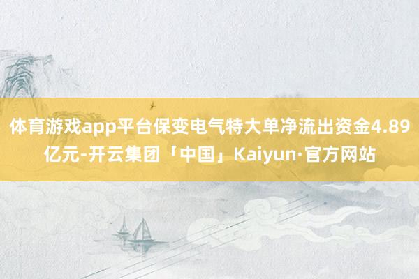 体育游戏app平台保变电气特大单净流出资金4.89亿元-开云集团「中国」Kaiyun·官方网站