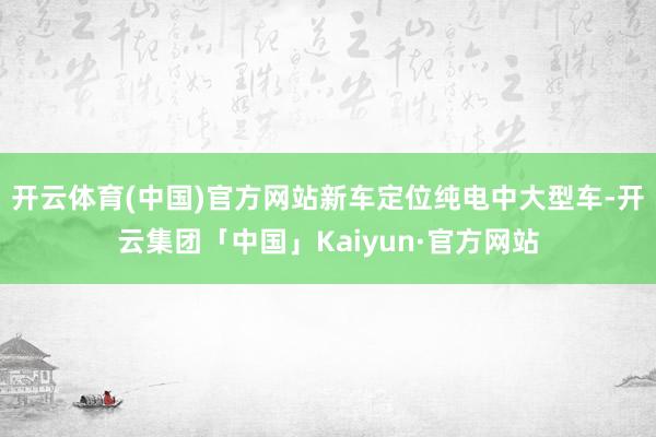 开云体育(中国)官方网站新车定位纯电中大型车-开云集团「中国」Kaiyun·官方网站